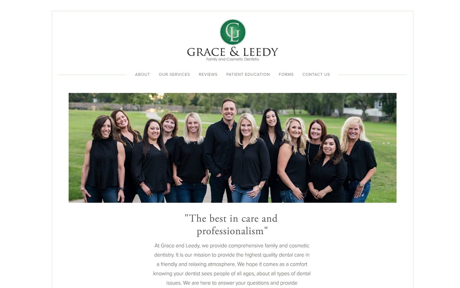 The screenshot of grace & leedy - family and cosmetic dentistry graceleedydentistry. Com website