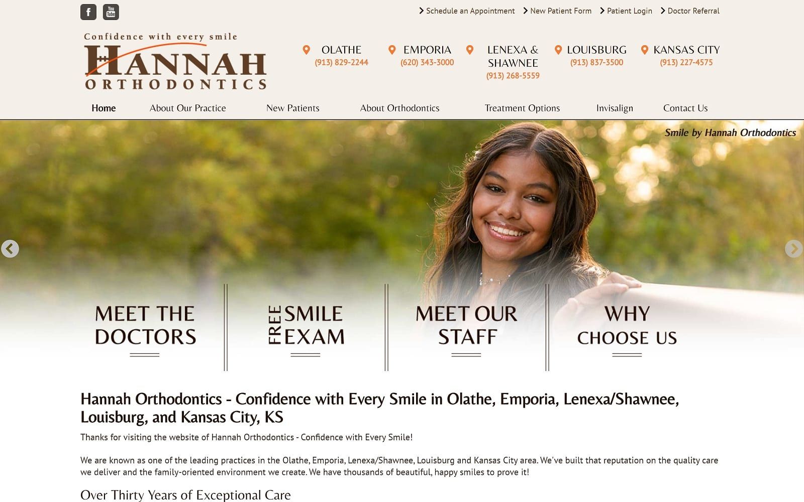 The screenshot of hannah orthodontics hannahbraces. Com website