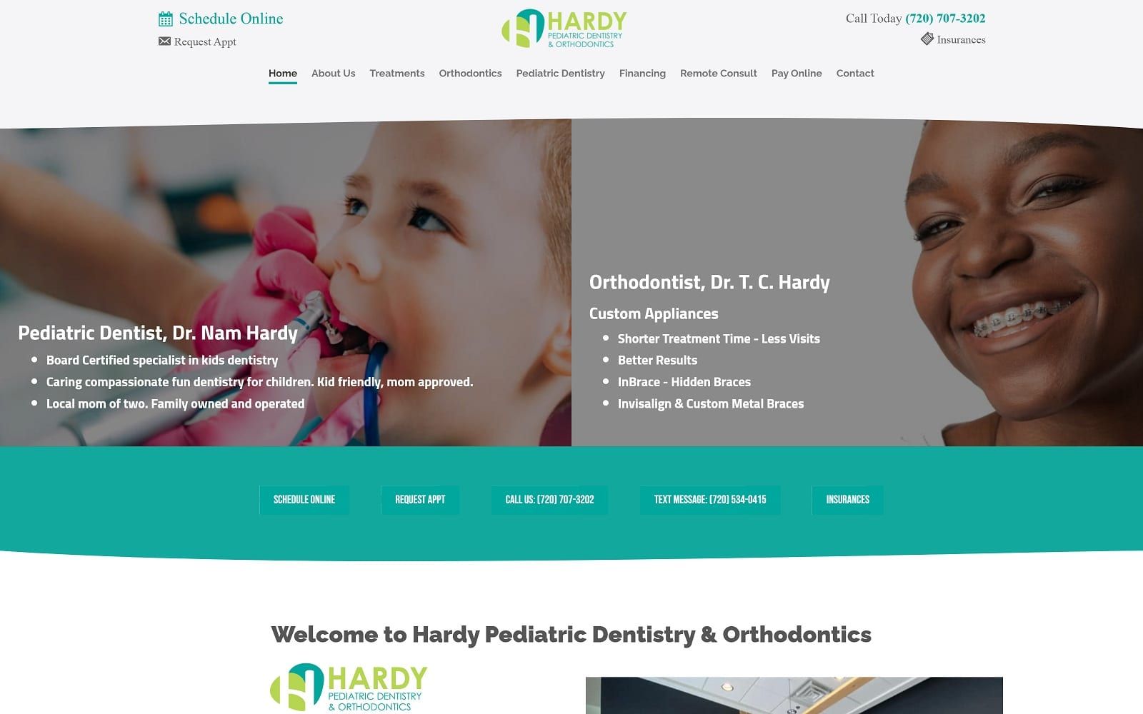The screenshot of hardy pediatric dentistry & orthodontics: invisalign - clear braces hardydentalgroup. Com website