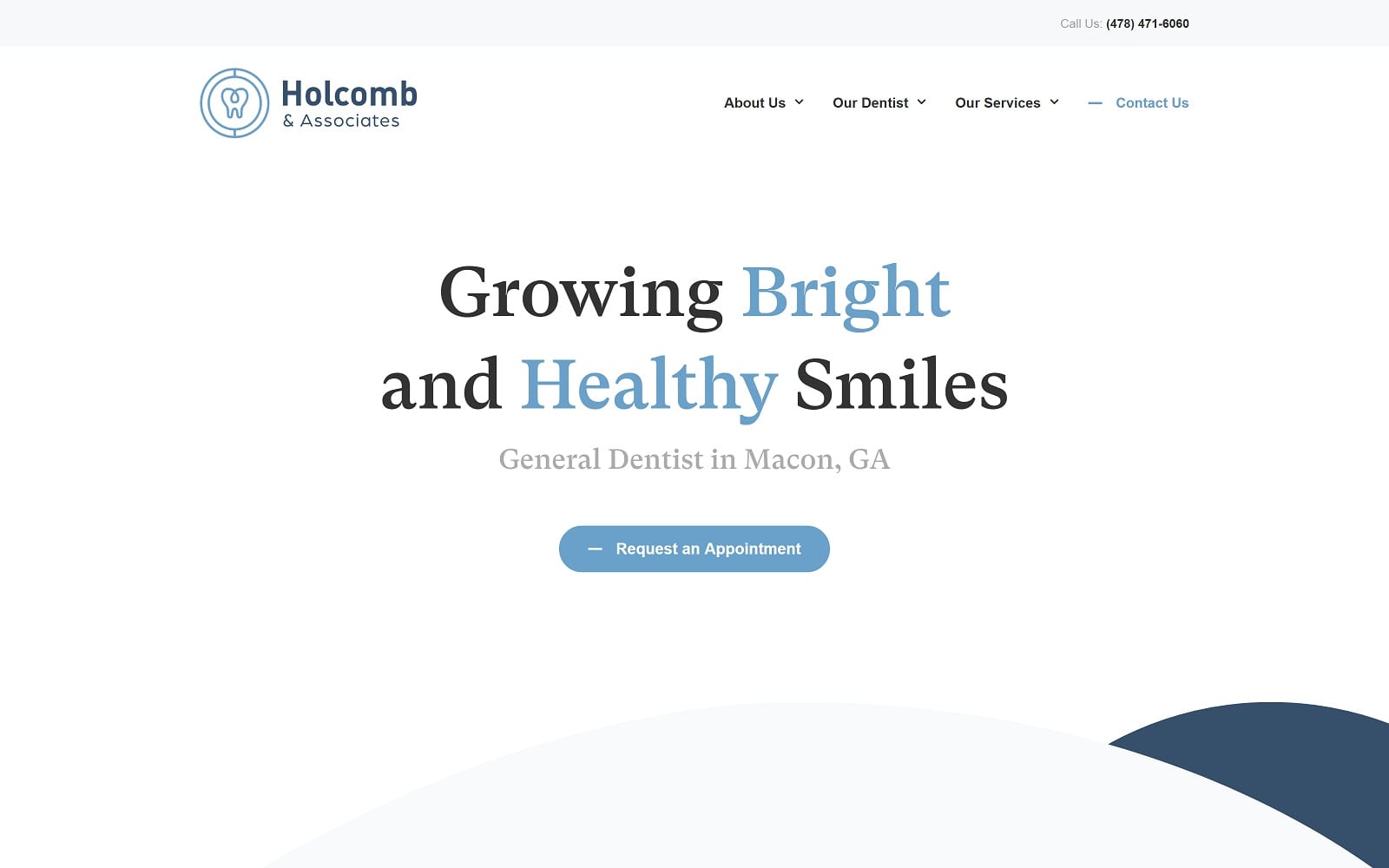 The screenshot of sidney holcomb dentistry holcombassociates. Com website