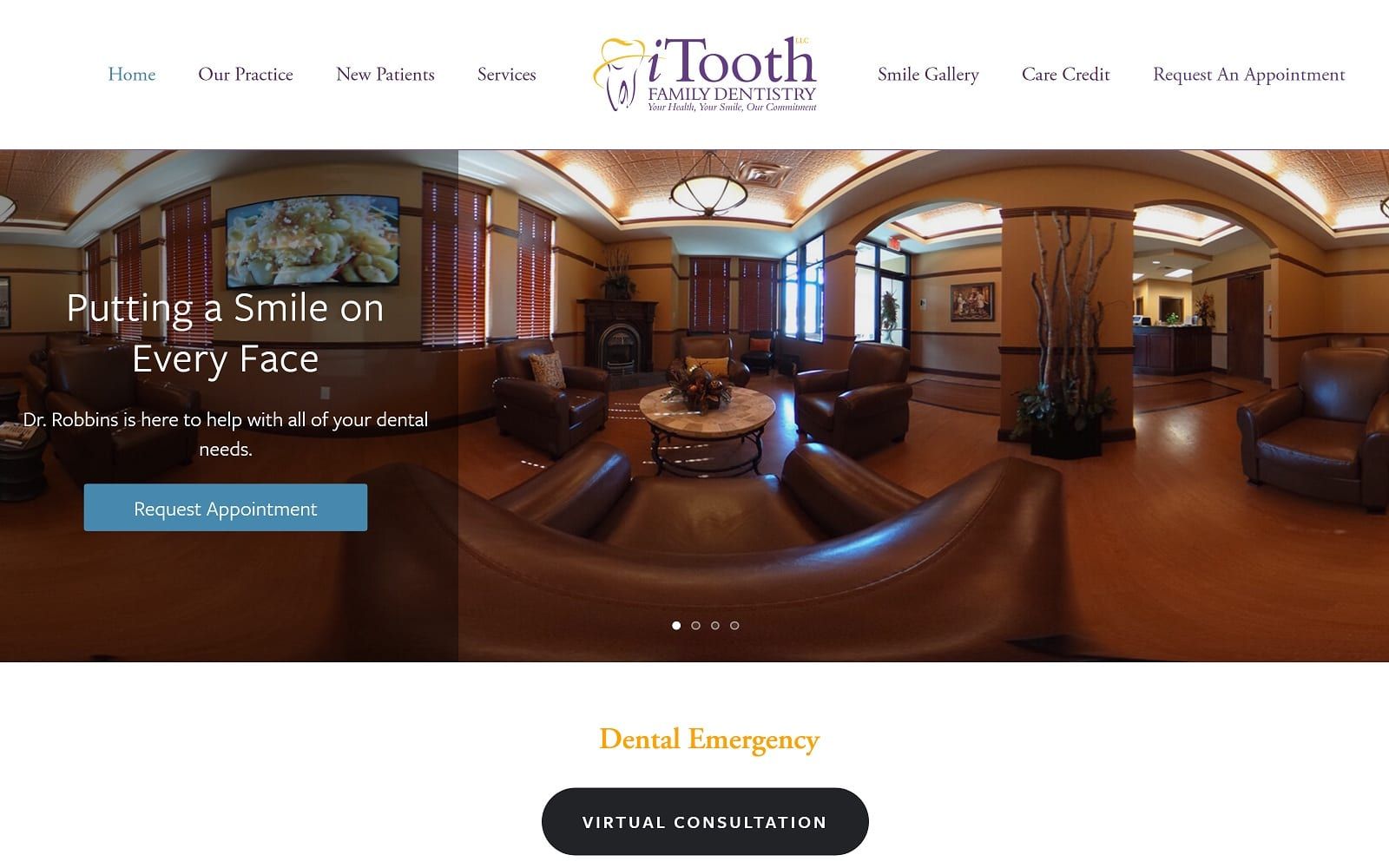 The screenshot of itooth family dentistry, llc itooth. Net website