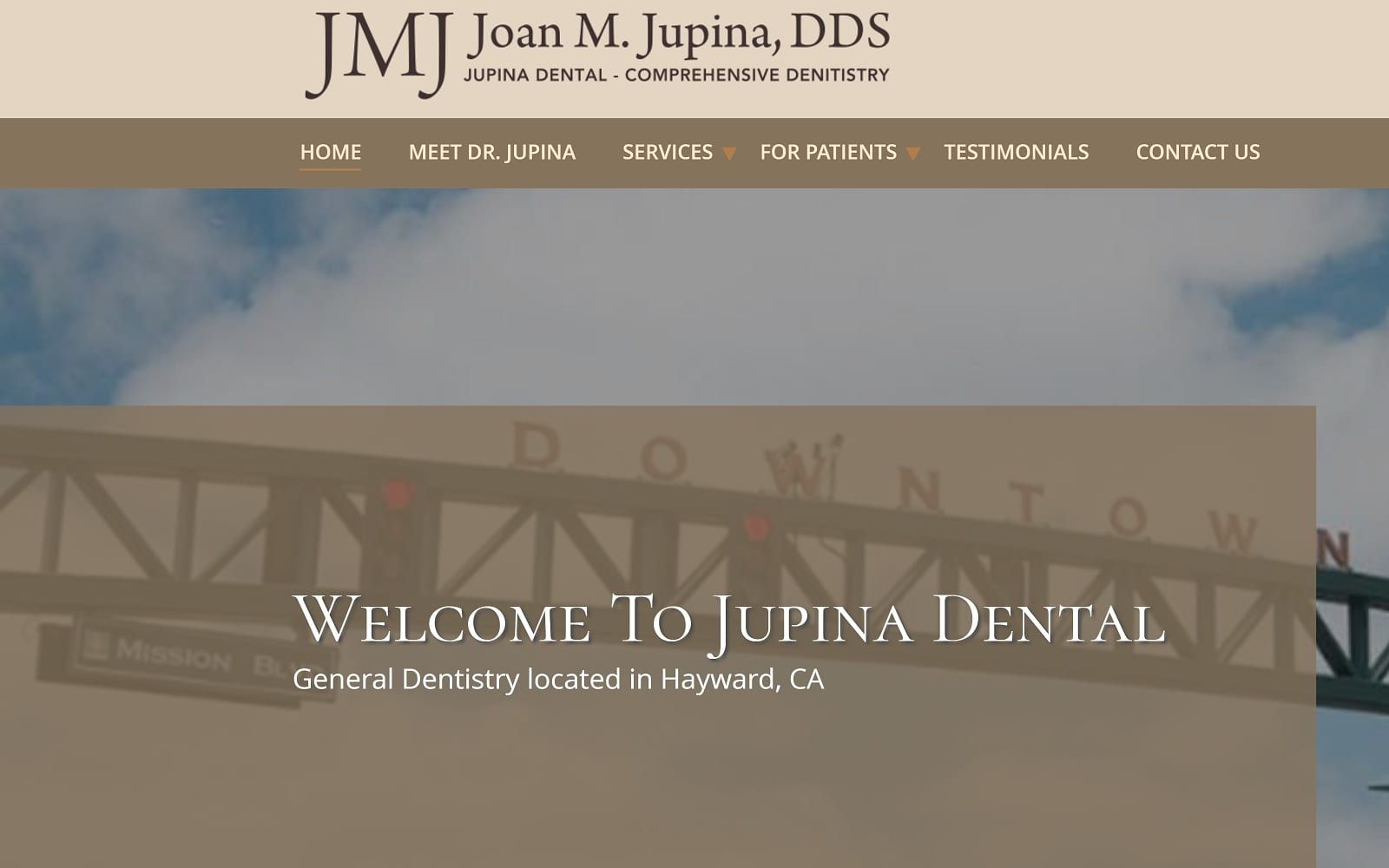 The screenshot of jupina dental: joan jupina, dds jupinadental. Com website