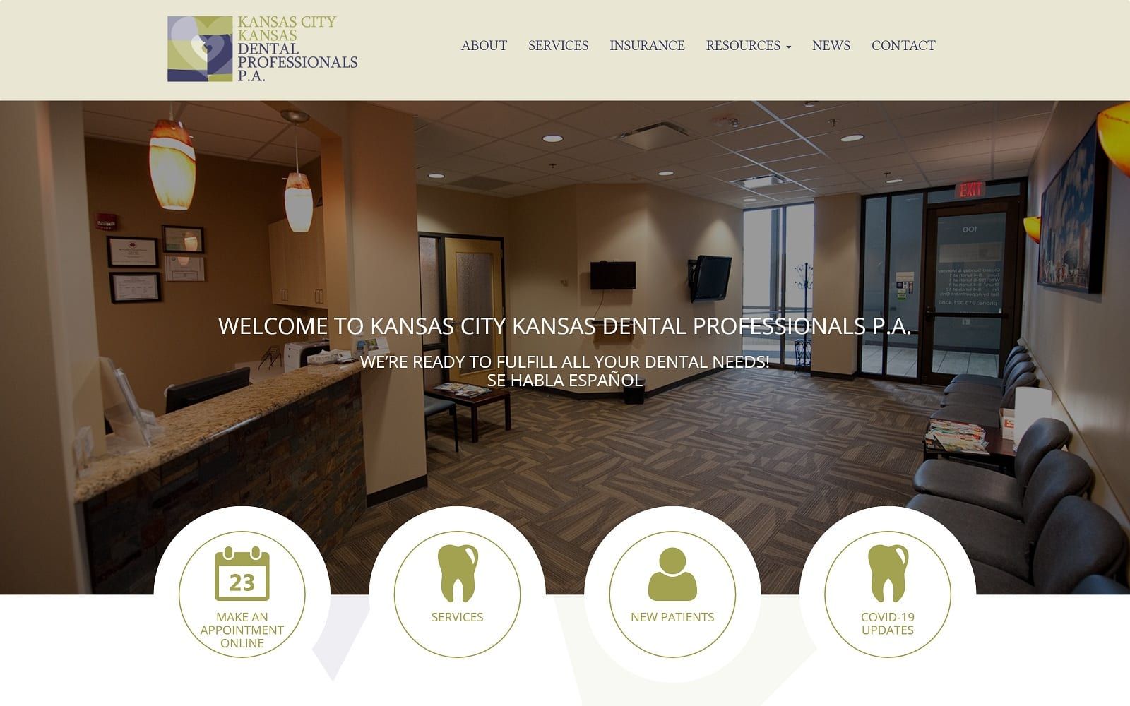 The screenshot of kck dental professionals kckdental. Com website