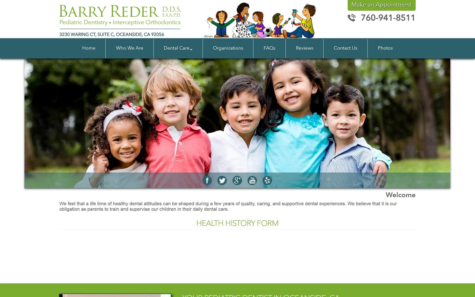 The screenshot of barry reder, dds kid2fdoc. Com website