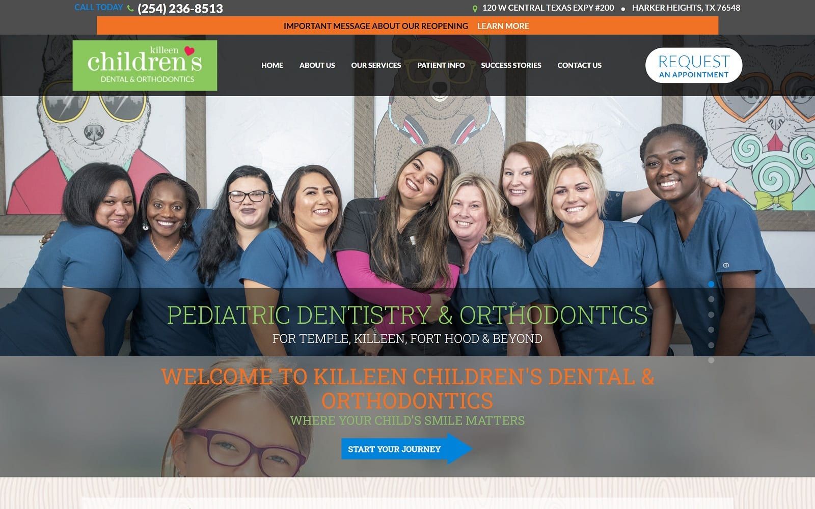 The screenshot of killeen children’s dental & orthodontics killeenchildrensdc. Com website
