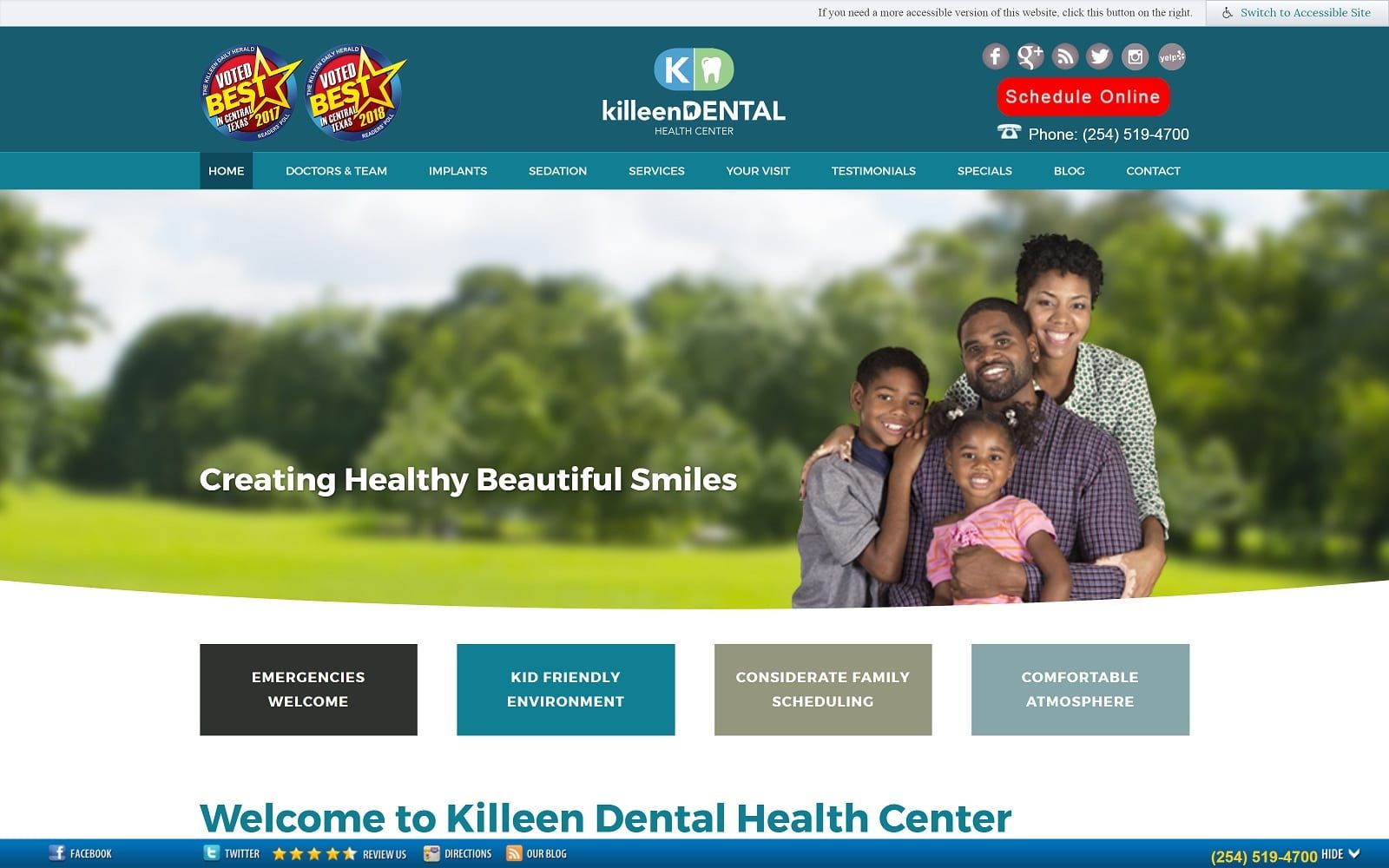 The screenshot of killeen dental health center killeendental. Com dr. Gneiting website