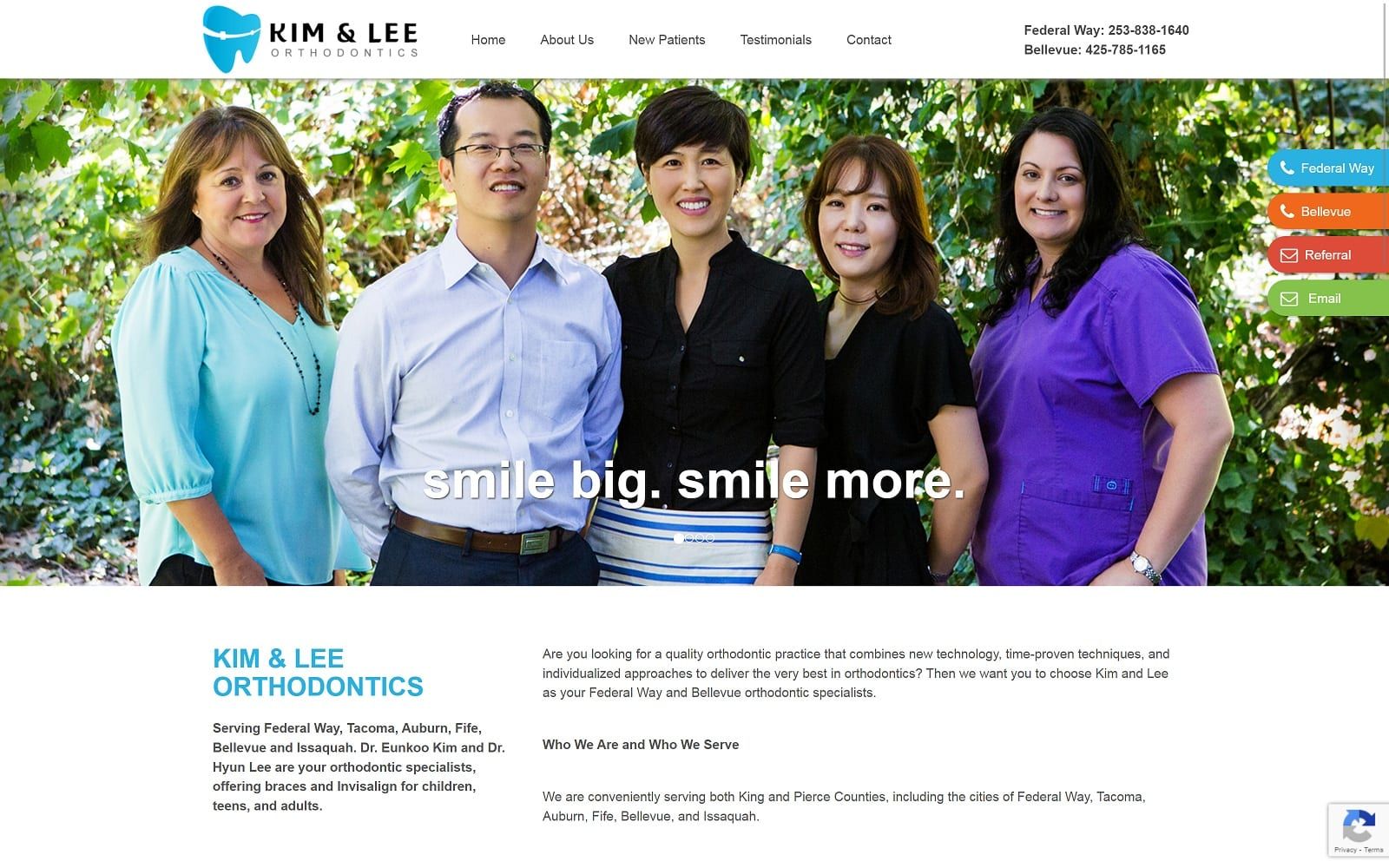 The screenshot of kim and lee orthodontics kimandleeortho. Com website