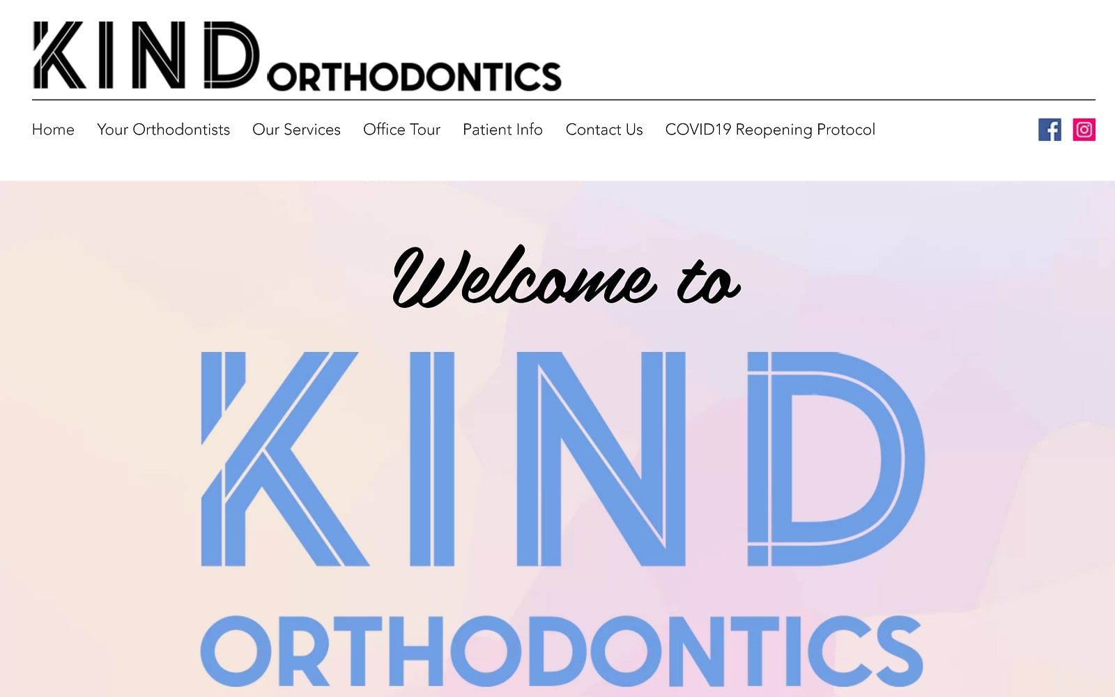 The screenshot of kind orthodontics kindortho. Com website