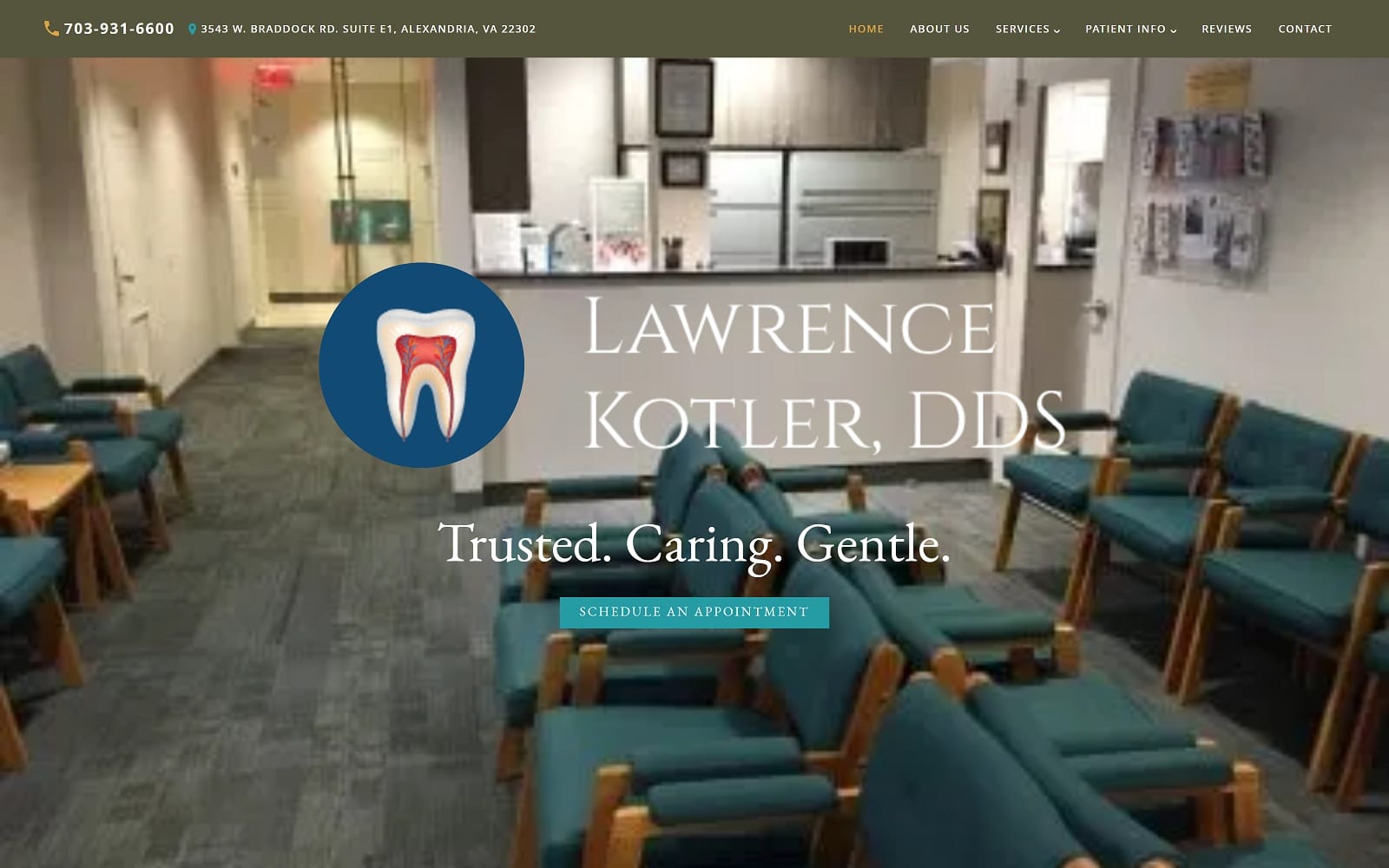 The screenshot of lawrence kotler dds, m. S. Kotlerendodonticsalexandria. Com website