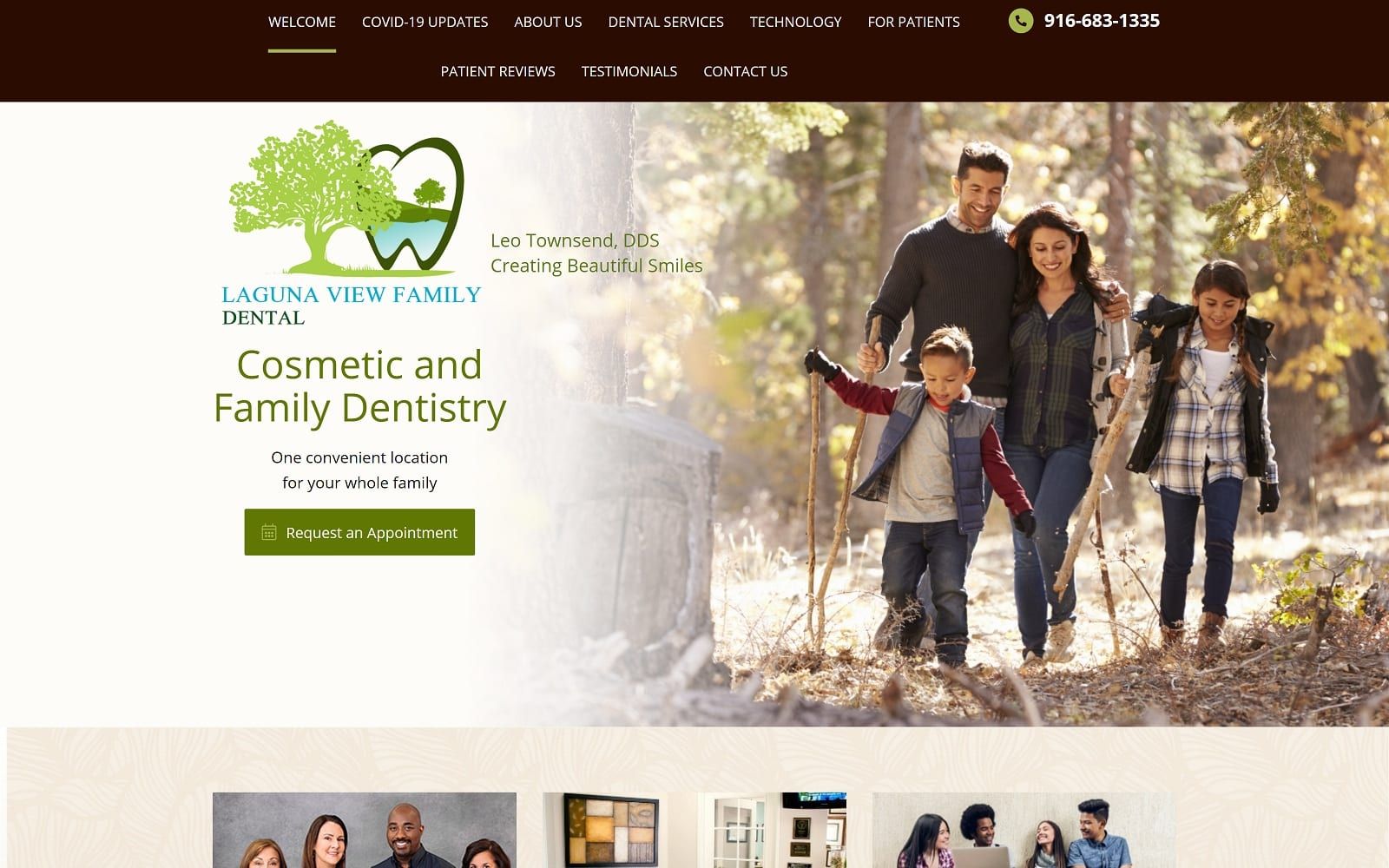 The screenshot of laguna view family dental lagunaview. Com dr. Leo townsend website