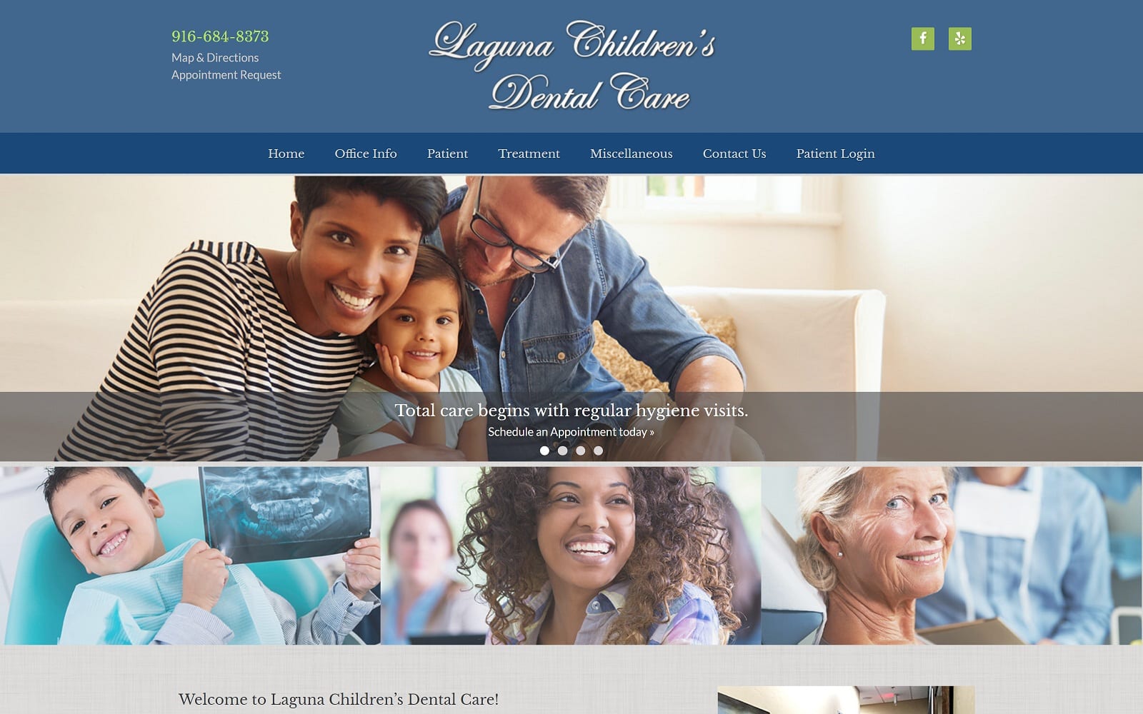 The screenshot of laguna children's dental care lcdcdental. Com website