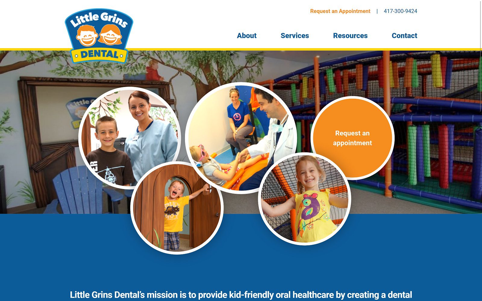 The screenshot of little grins dental littlegrinsdental. Com website