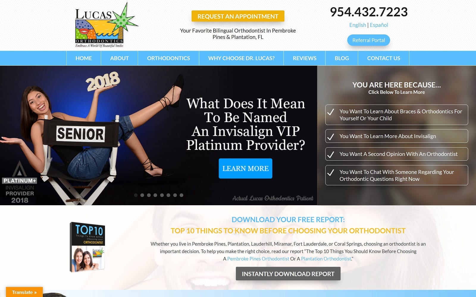 The screenshot of lucas orthodontics lucasorthodontics. Com website