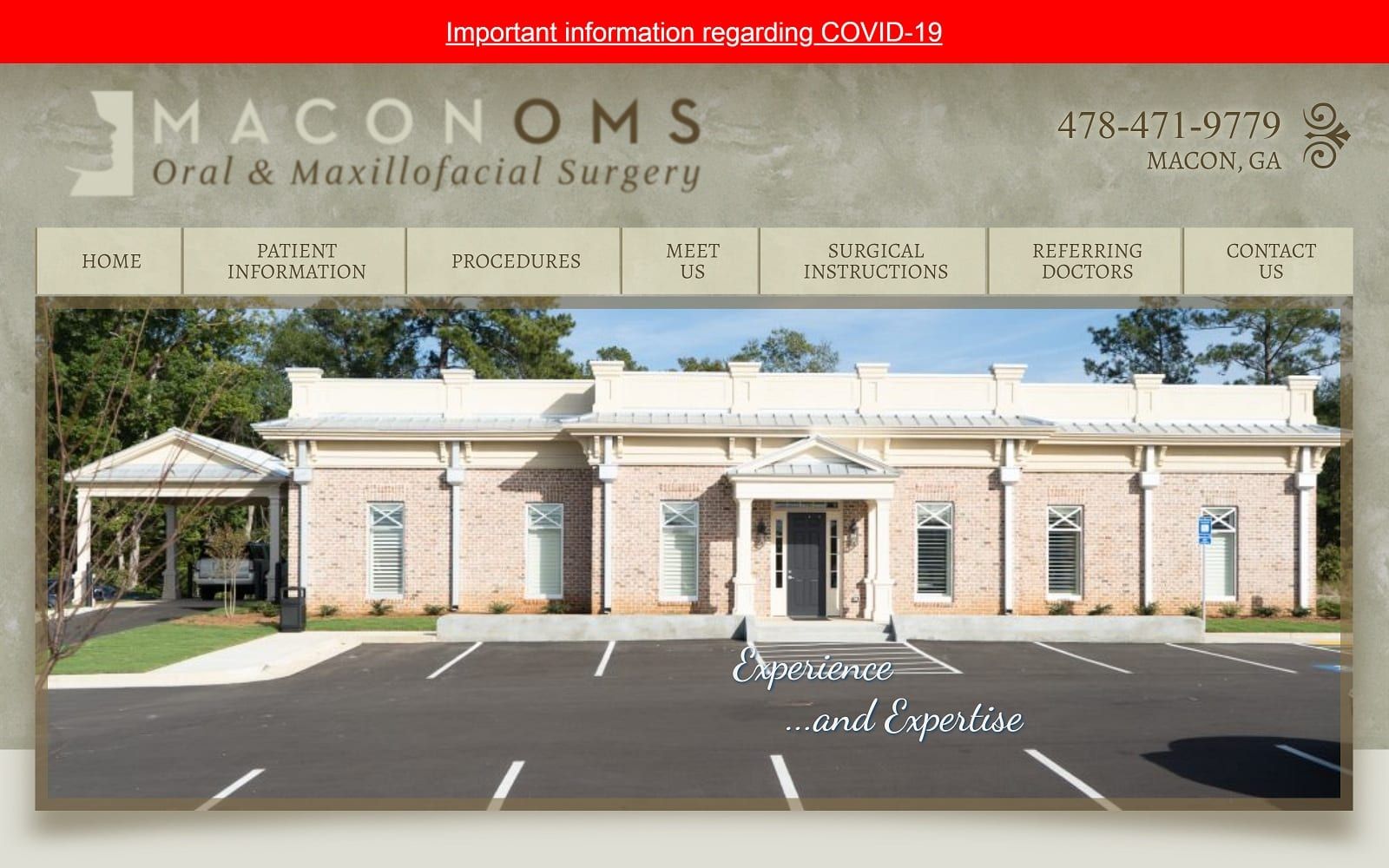 The screenshot of macon oral & maxillofacial surgery maconoms. Com dr. W. Rob mccormack website
