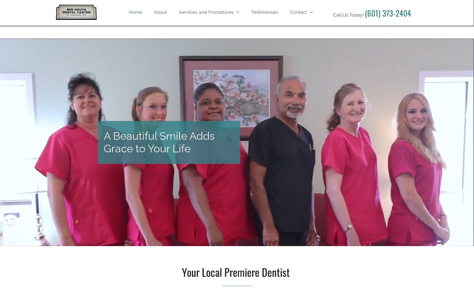 The screenshot of mid south dental center of jackson pa midsouthdentalcenter. Com website