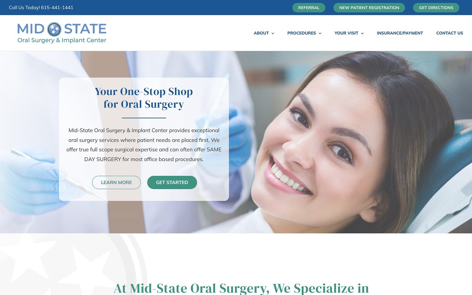 Midstateoralsurgery. Com screenshot