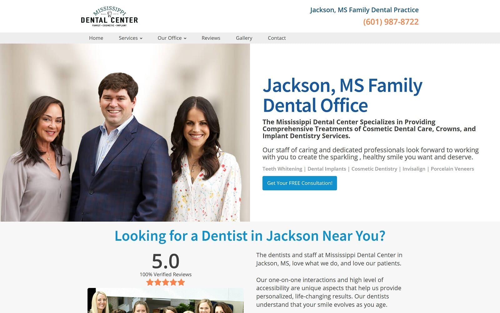 The screenshot of mississippi dental center mississippidentalcenter. Com website