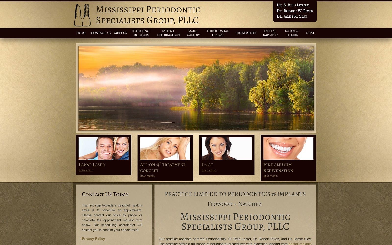 The screenshot of mississippi periodontics specialists group, pllc mississippiperio. Com website