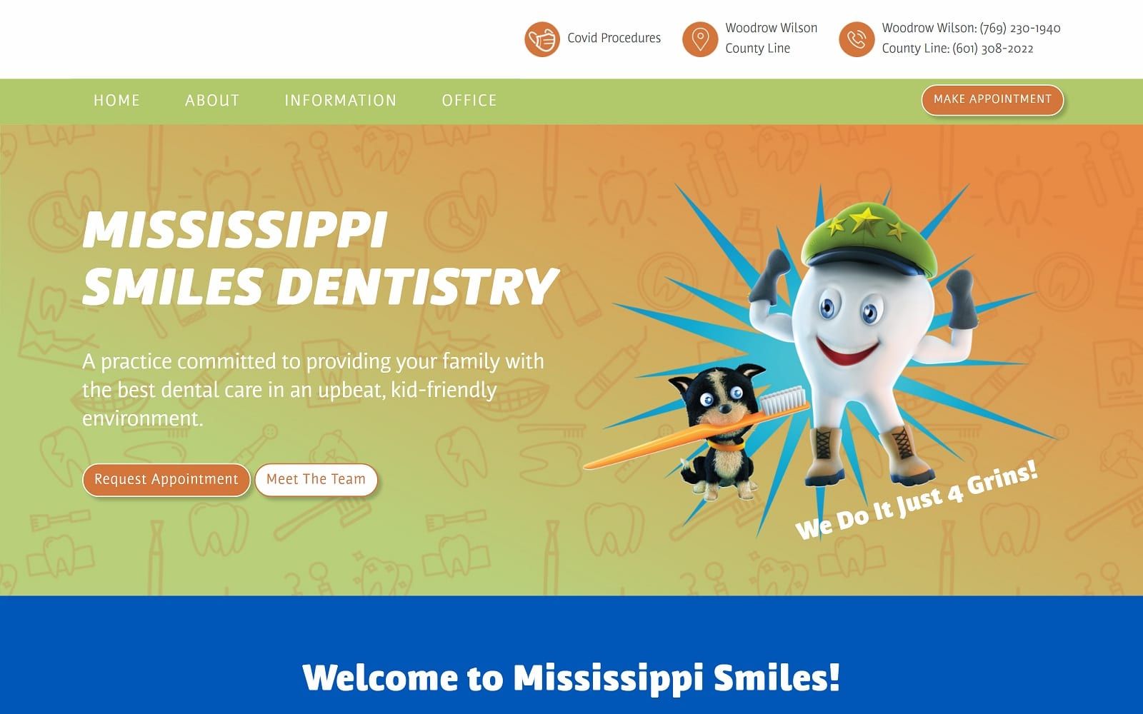 The screenshot of mississippi smiles - county line mississippismilesdentistry. Com website