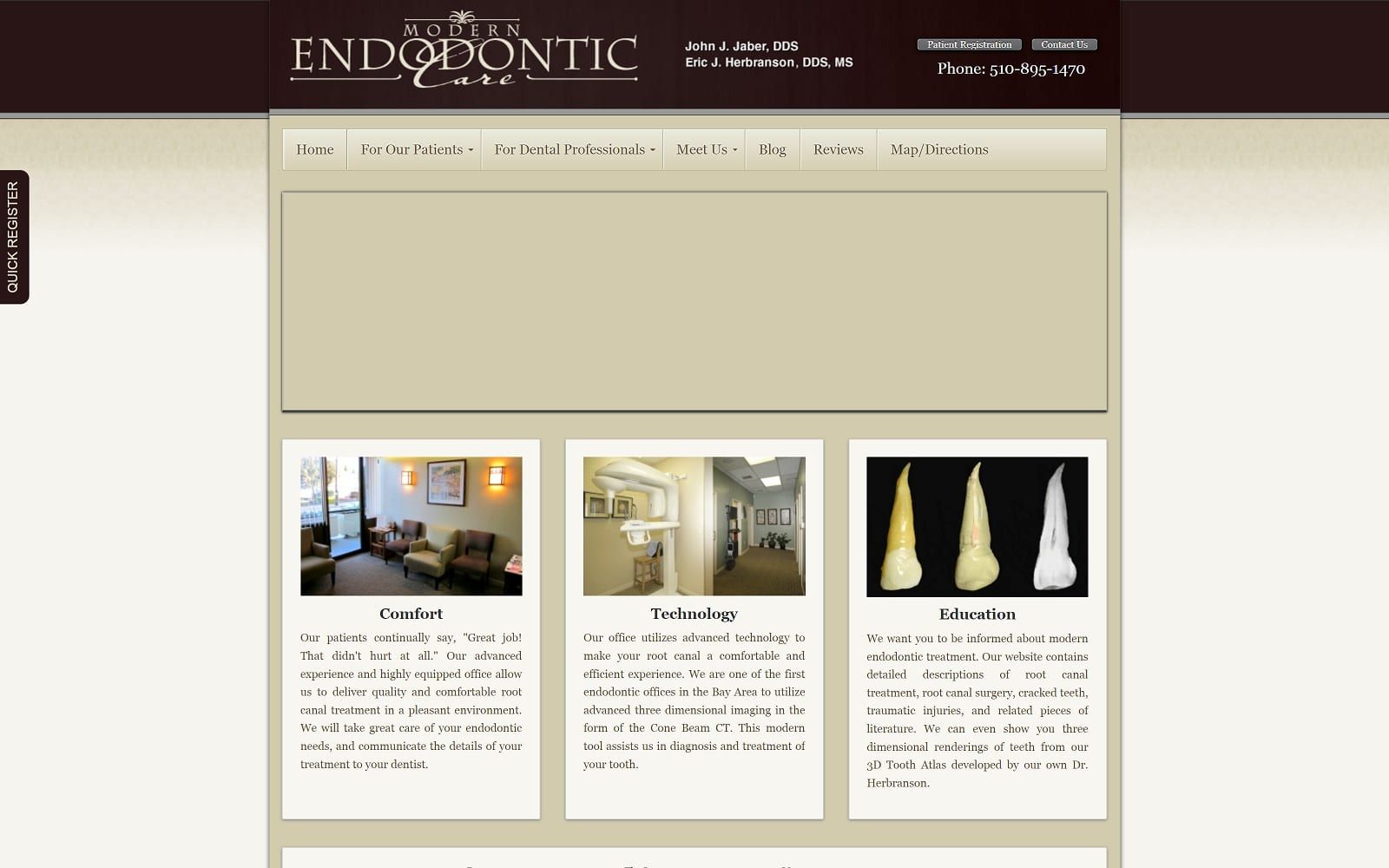 The screenshot of modern endodontic care - john j. Jaber , dds modernendocare. Com website