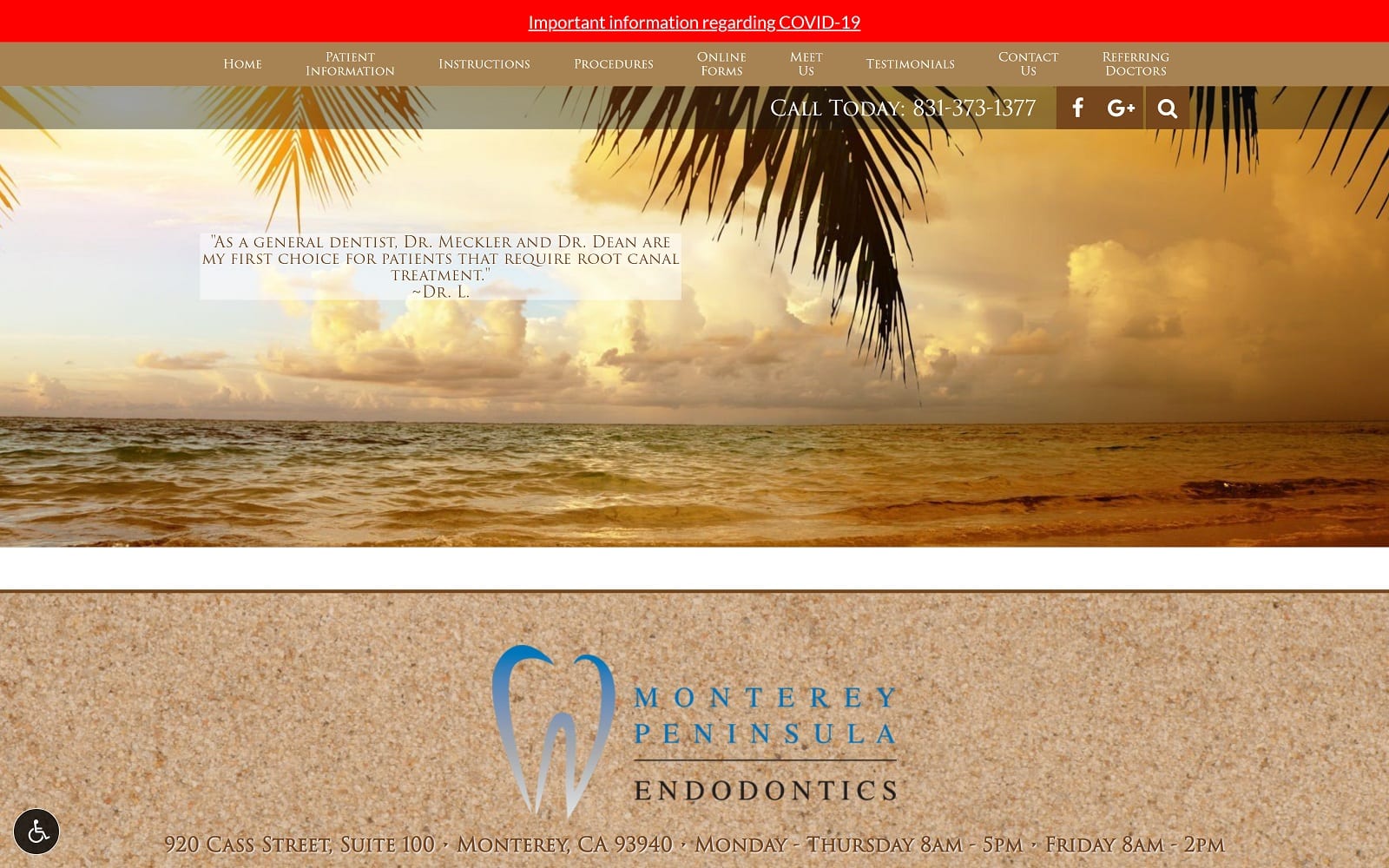 The screenshot of monterey peninsula endodontics montereyendo. Com website