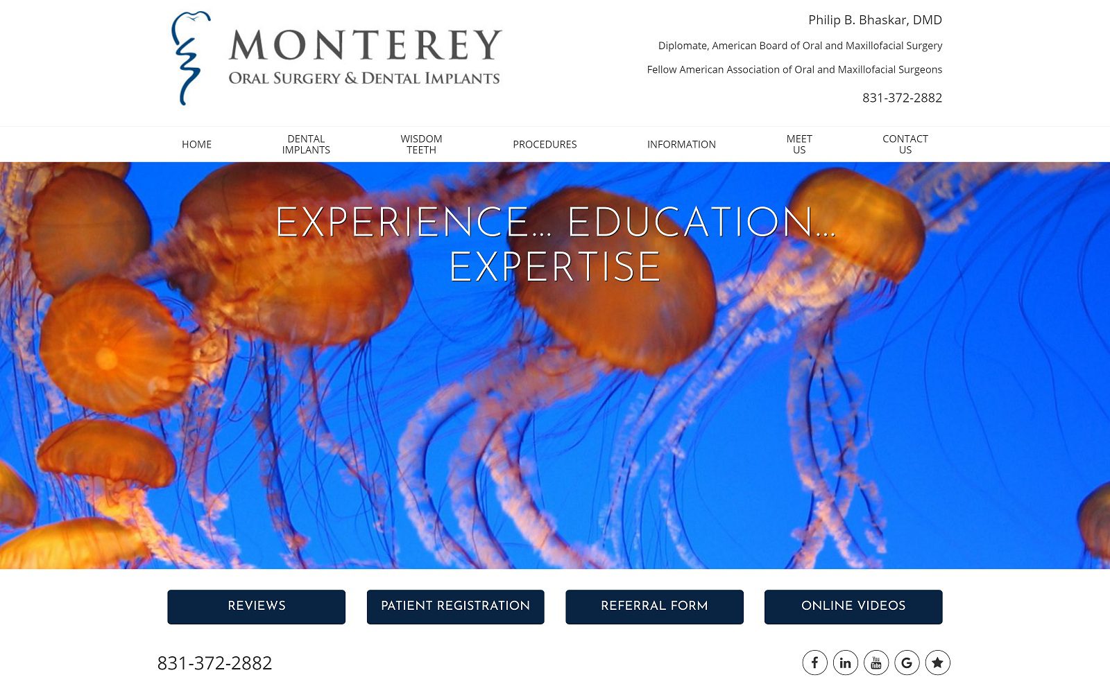 The screenshot of monterey oral surgery & dental implants: philip b. Bhaskar, dmd montereyoralsurgery. Com website