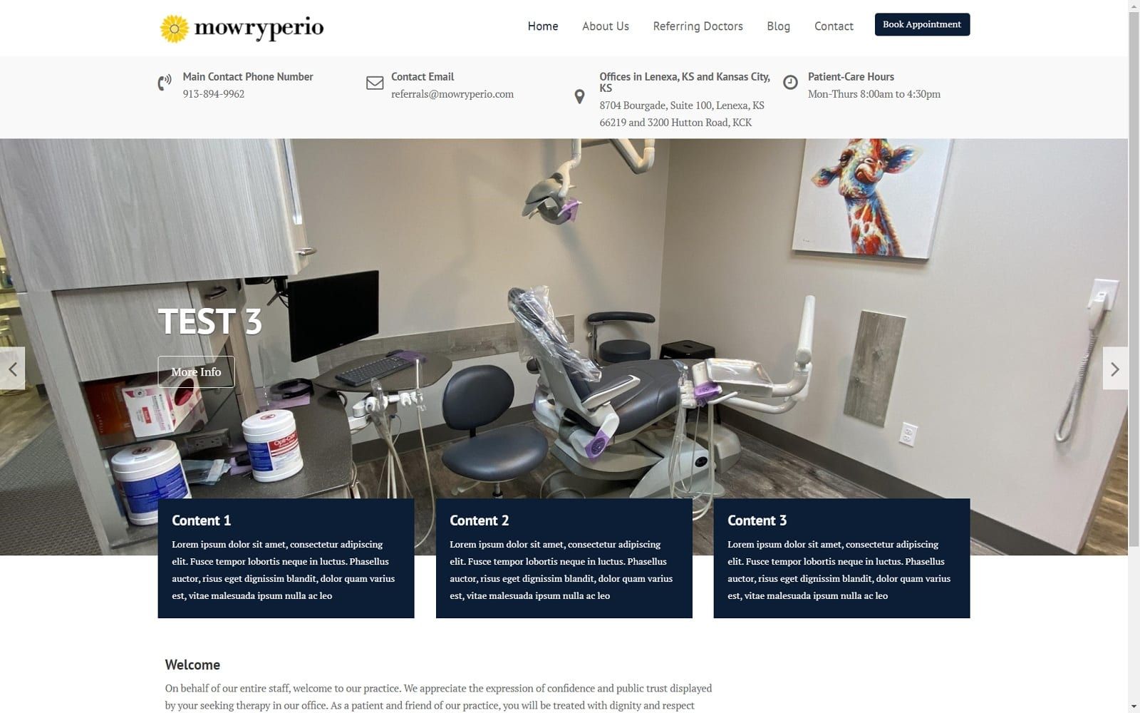 The screenshot of mowry periodontics mowryperio. Com website