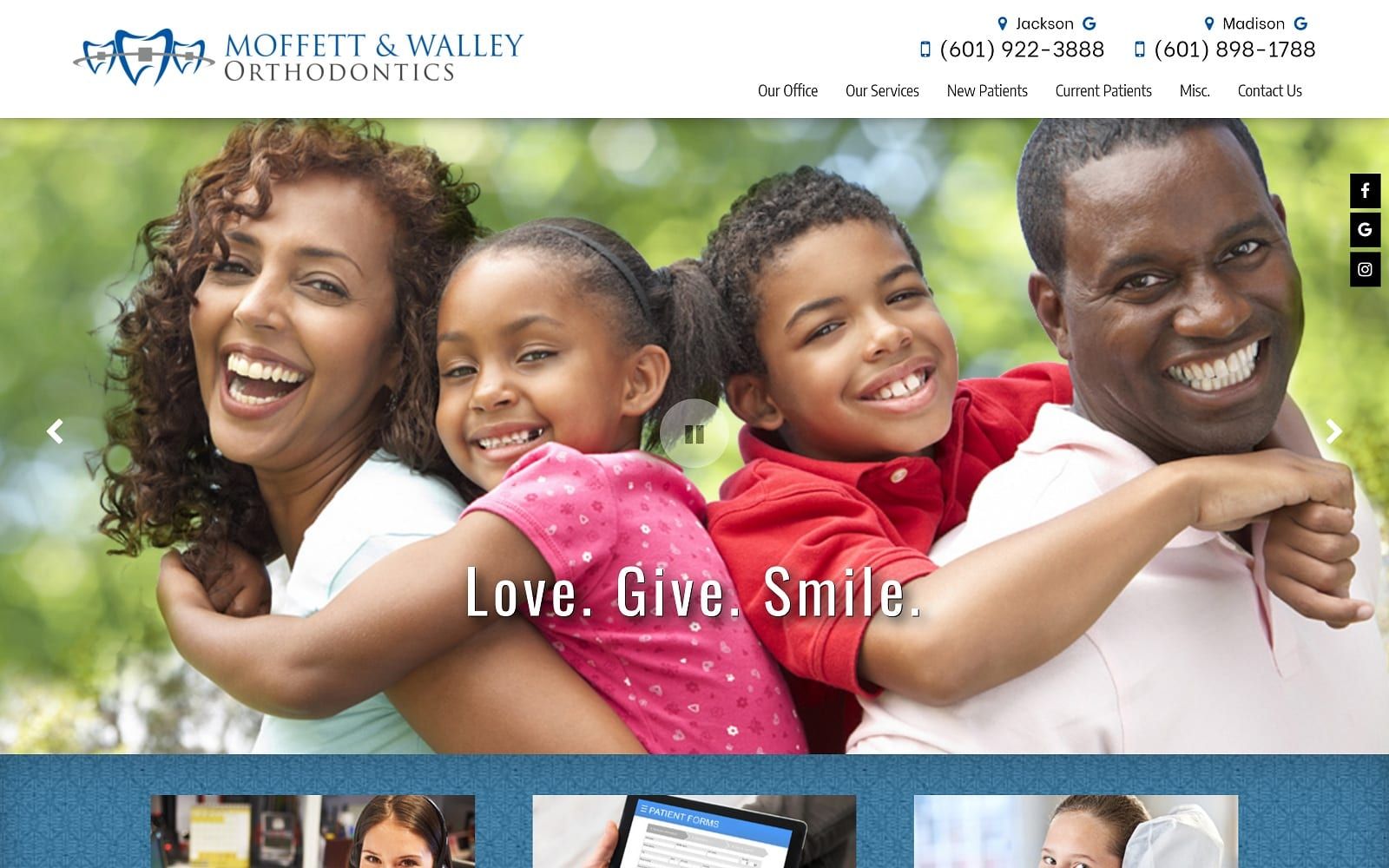 The screenshot of moffett & walley orthodontics mwortho. Com website