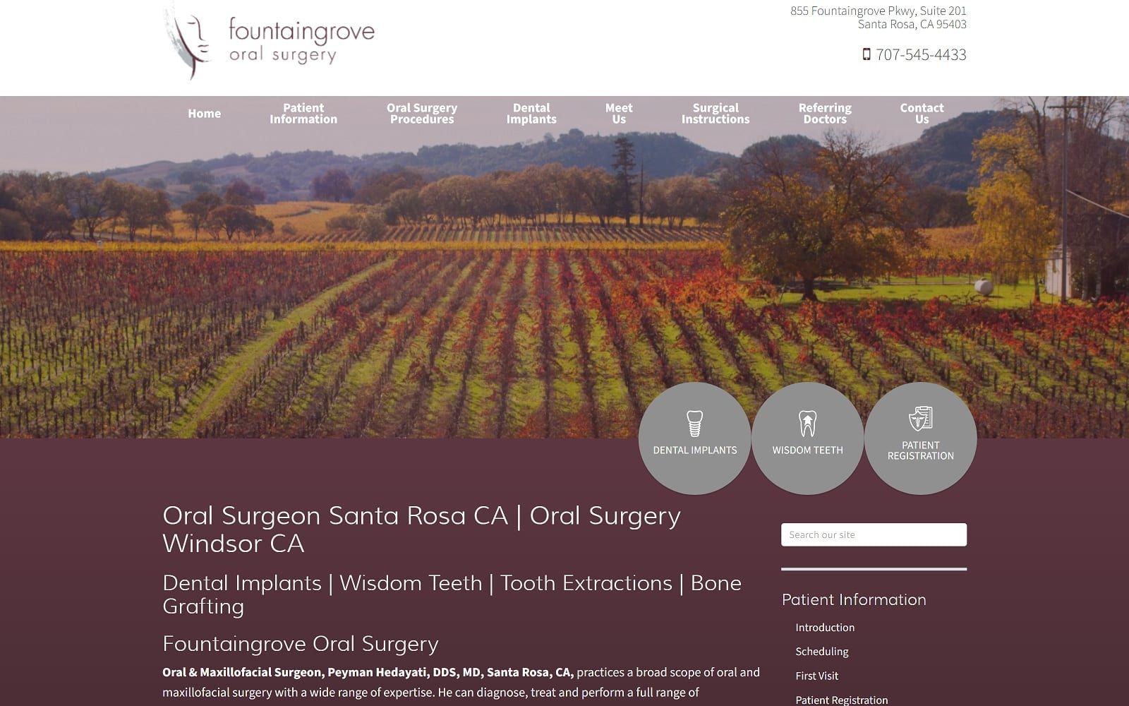 The screenshot of fountaingrove oral surgery myddsmd. Com dr. Peyman hedayati website