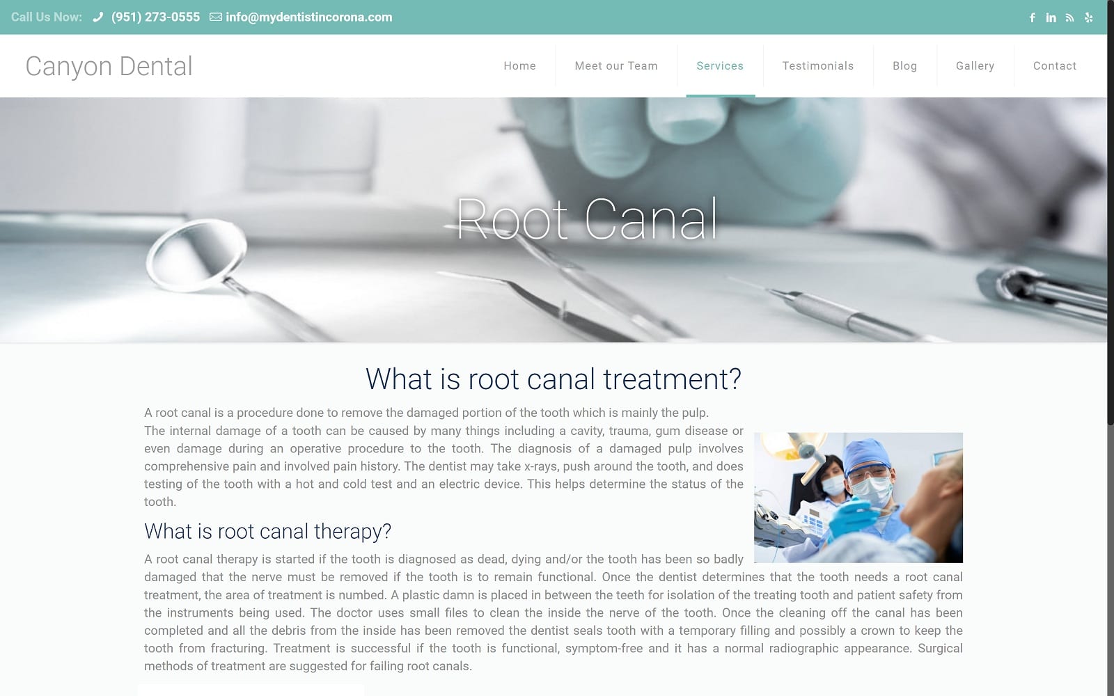 The screenshot of canyon dental associates mydentistincorona. Com dr. Shikha banerjee website