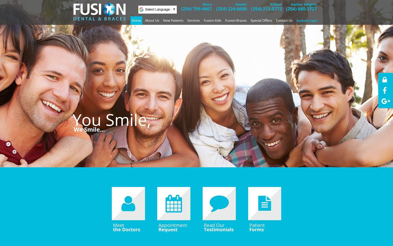 The screenshot of fusion dental & braces at clear creek myfusiondental. Com website