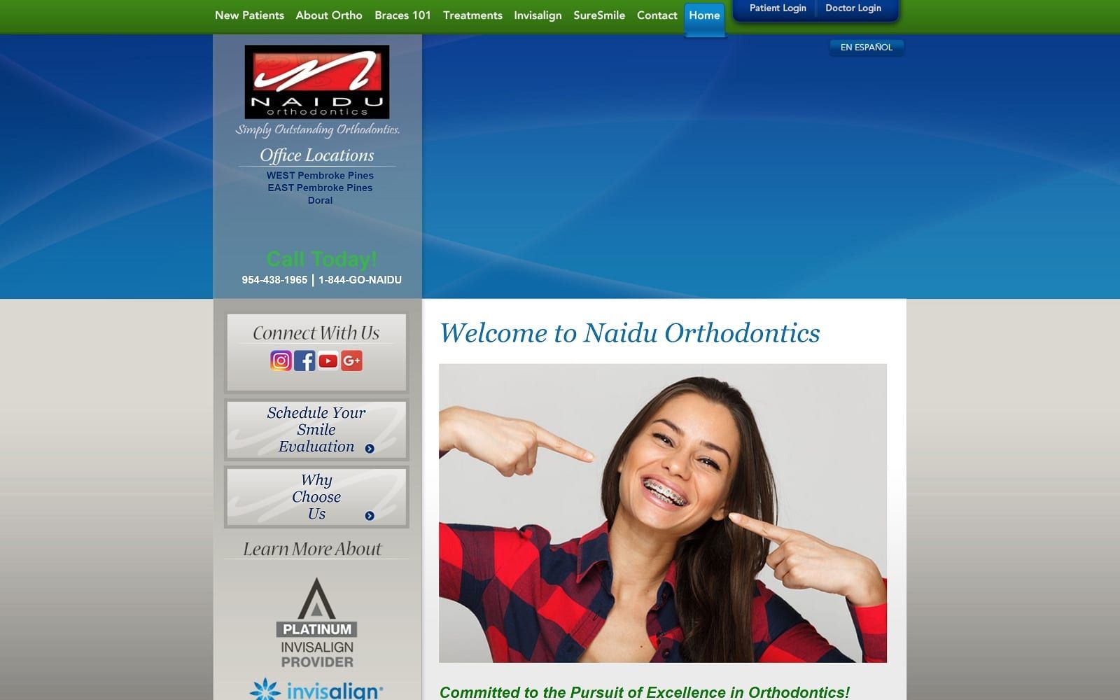 The screenshot of naidu orthodontics naiduortho. Com website