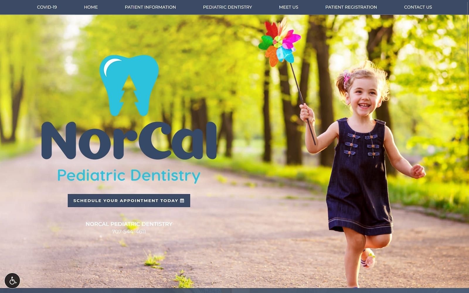 The screenshot of norcal pediatric dentistry norcalpediatricdds. Com website