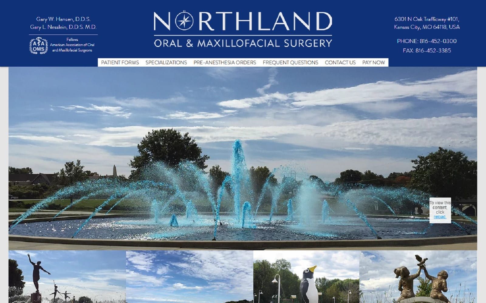 The screenshot of northland oral & maxillofacial surgery northlandoms. Com  dr. Gary nesslein website