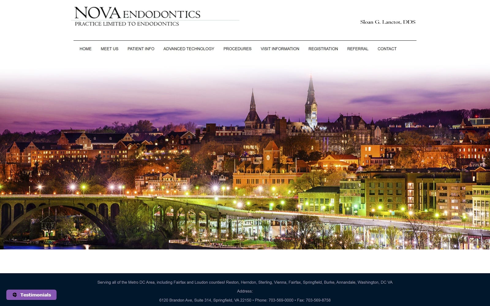 The screenshot of nova endodontics- sloan lanctot, dds novaendo. Com dr. Sloan g. Lanctot website