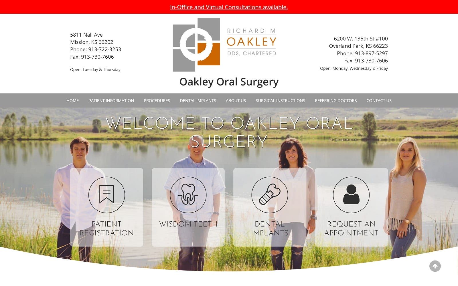 The screenshot of oakley oral surgery - dr. Richard m. Oakley oakleyoralsurgery. Com website