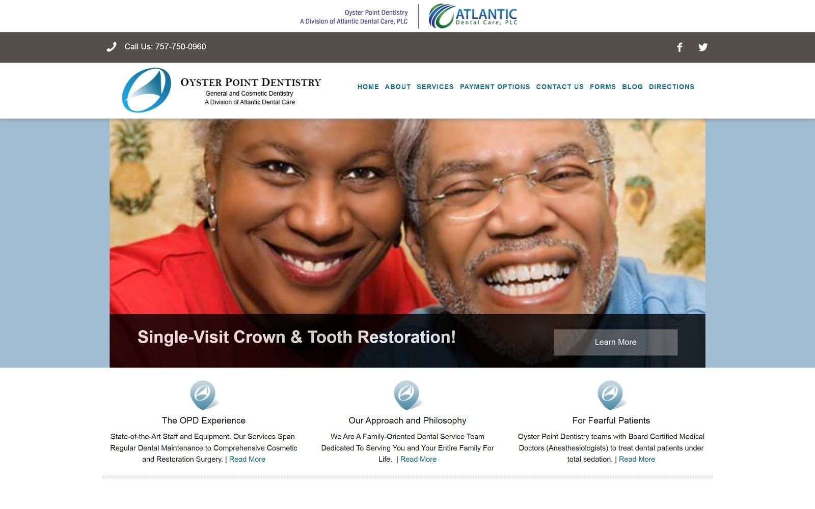 The screenshot of oyster point dentistry oysterpointdentistry. Com website