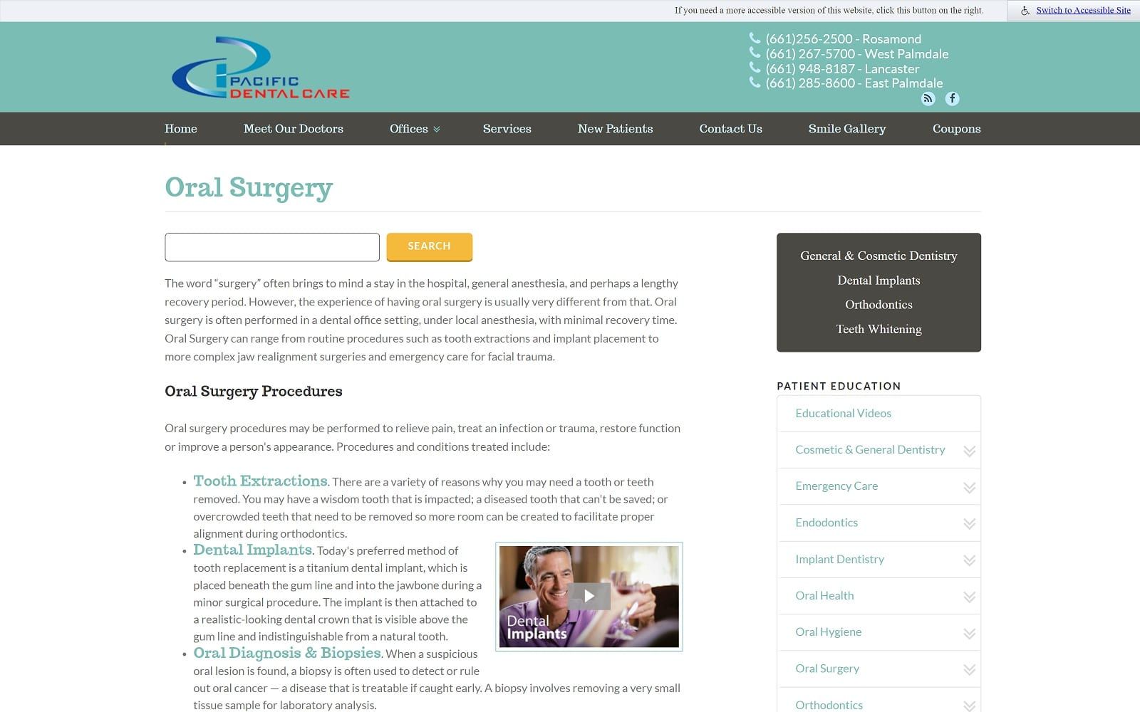 The screenshot of pacific dental care pacificdental. Net dr. James habashy website