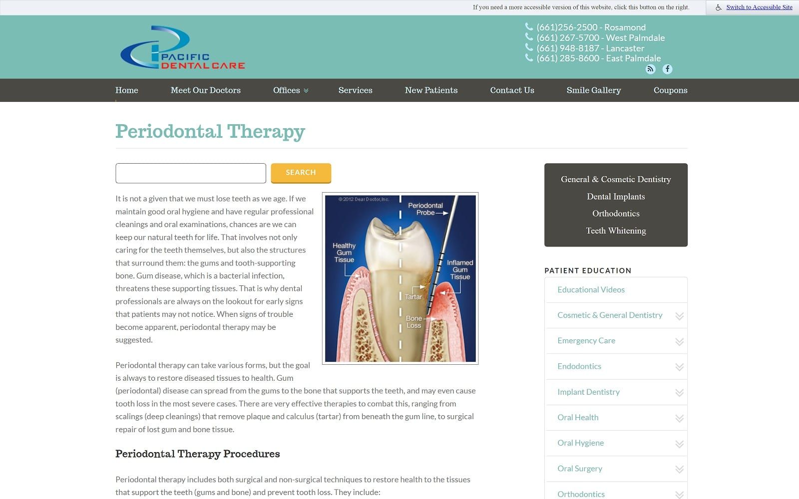 The screenshot of pacific dental care pacificdental. Net dr. Glenn s. Roeder website