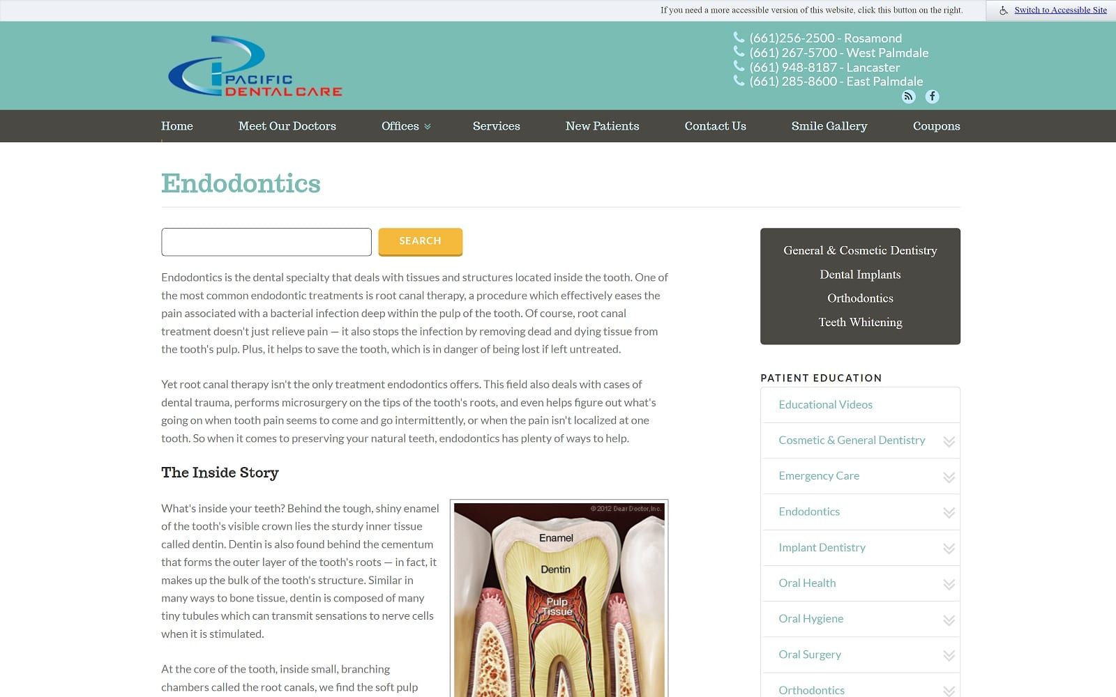 The screenshot of pacific dental care pacificdental. Net dr. Nadia tabachnik website