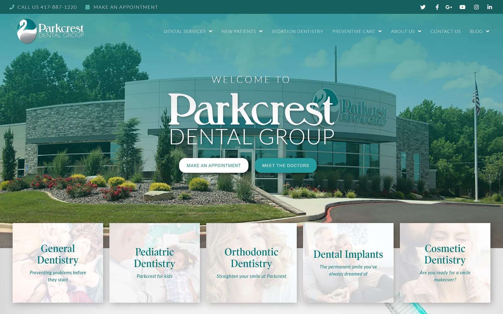 The screenshot of parkcrest dental group parkcrestdental. Com website