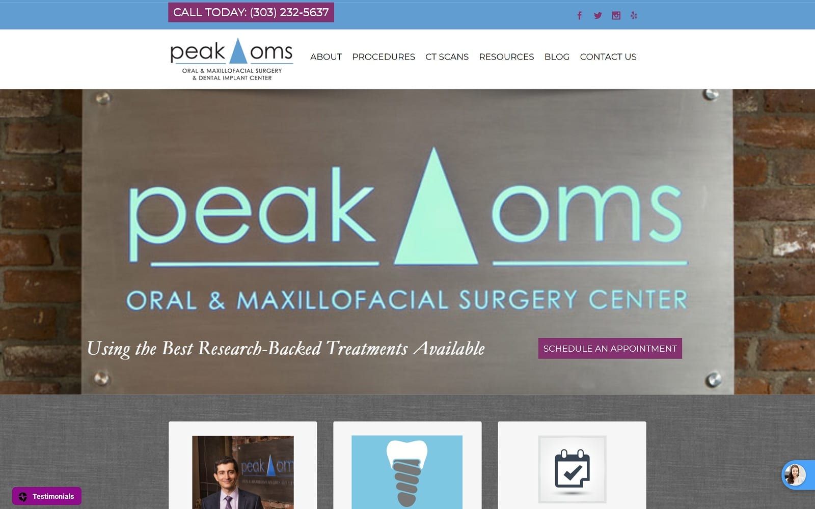 The screenshot of peak oms & dental implant center: dr. Haeman noori, dds peakoms. Com website