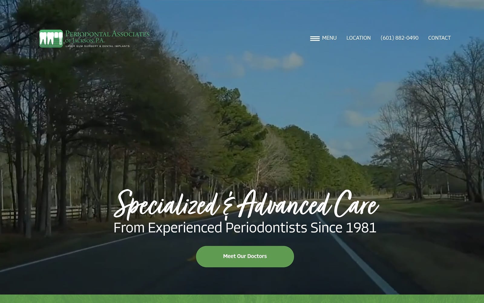 The screenshot of periodontal associates of jackson. P. A. Periojackson. Com website