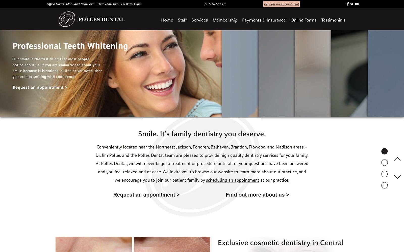 The screenshot of polles dental pollesdental. Com website