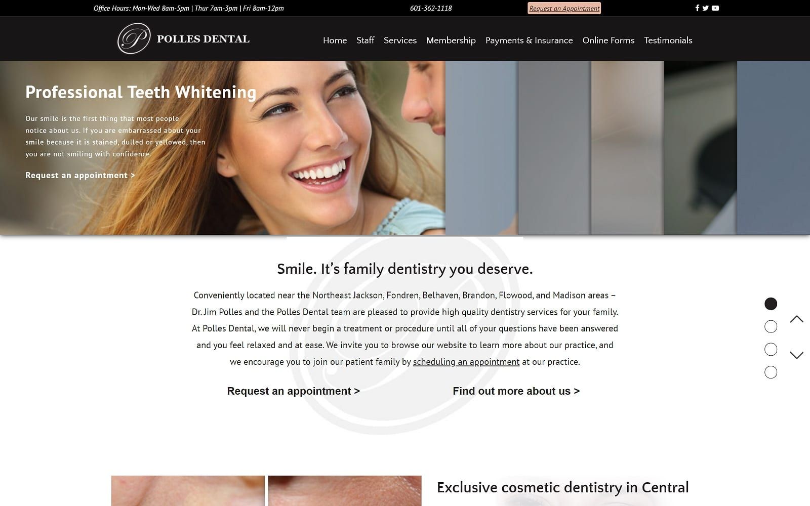 The screenshot of polles dental pollesdental. Com website