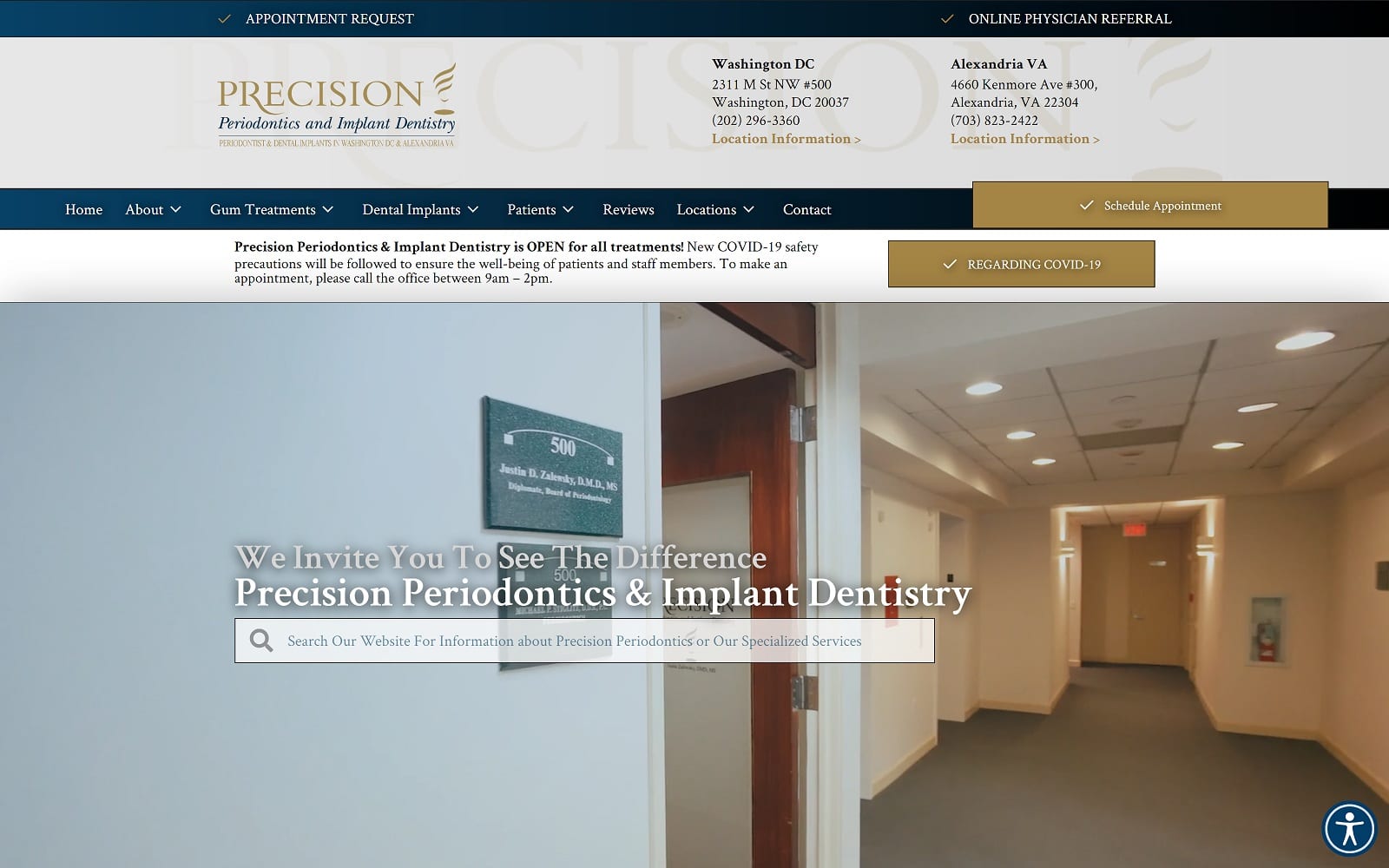 The screenshot of precision periodontics & implant dentistry - washington dc website