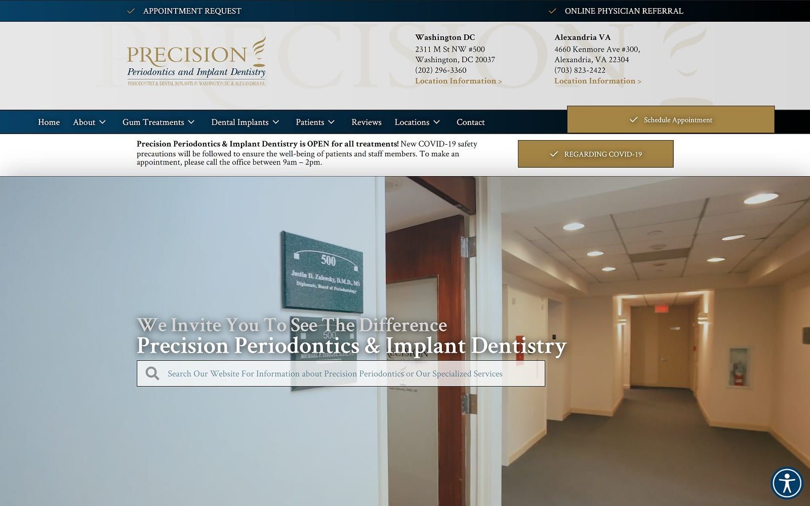 The screenshot of precision periodontics and implant dentistry - alexandria precisioninperio. Com website