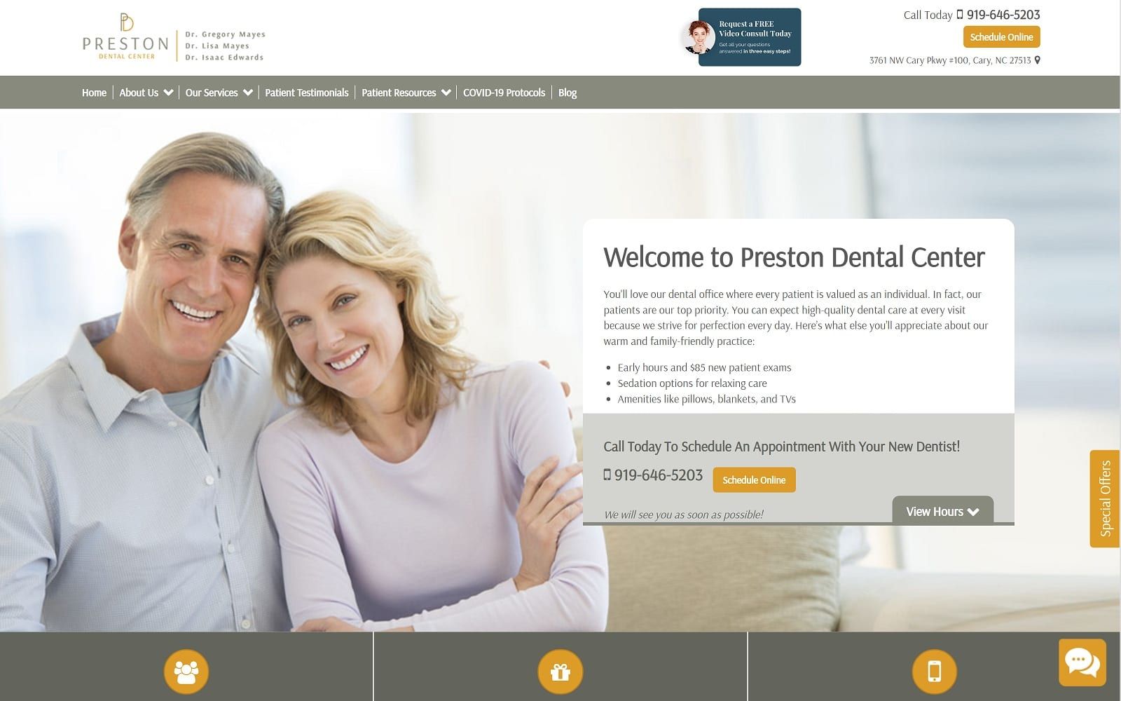The screenshot of preston dental center prestondentalcenter. Com website