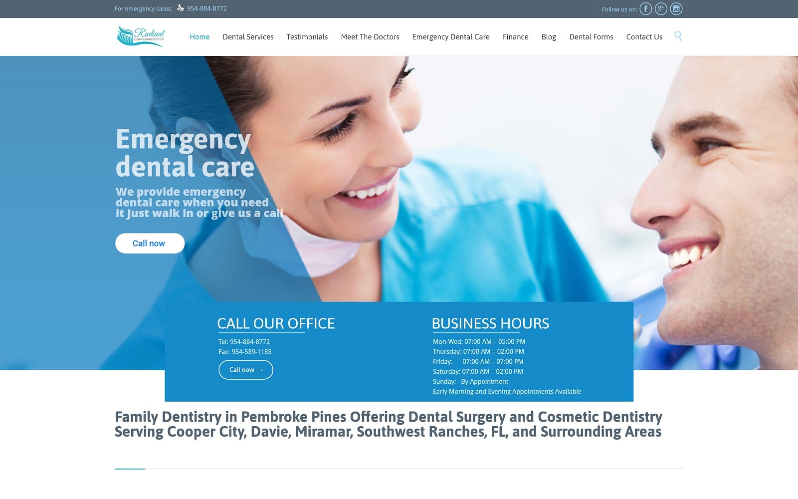 The screenshot of radiant expressions dental radiantexpressionsdental. Com website