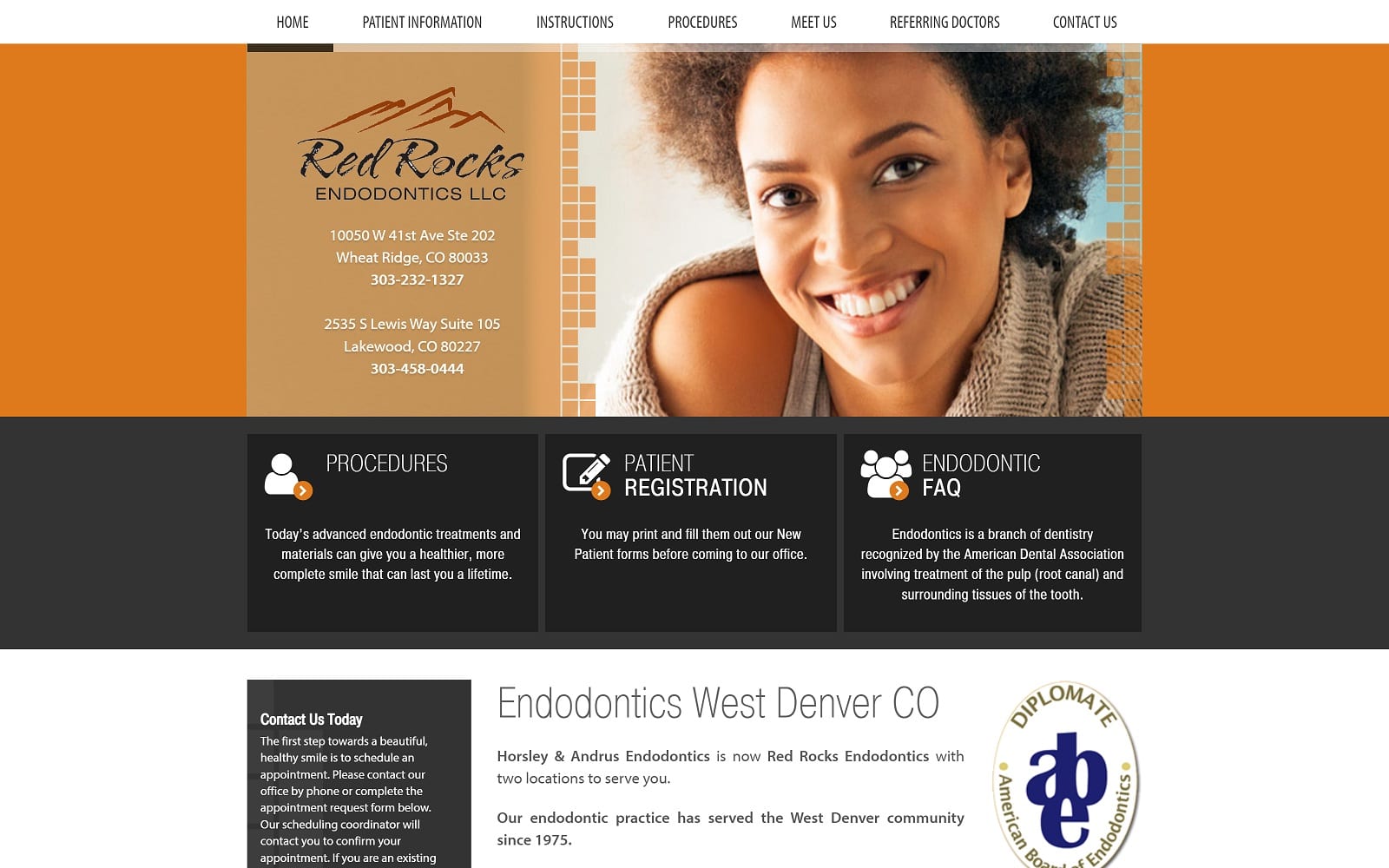 The screenshot of red rocks endodontics redrocksendo. Com website